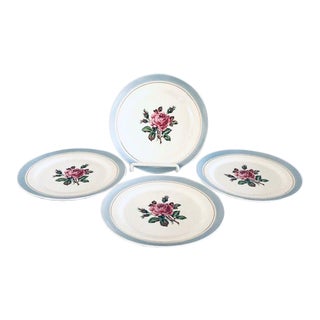 Vintage American Limoges Rose Pattern Dessert Plates S/4 For Sale