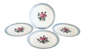 Vintage American Limoges Rose Pattern Dessert Plates S/4