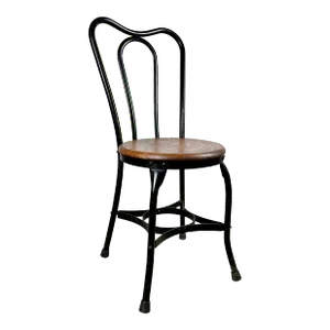 Mid Century Metal & Oak Thonet Style Cafe / Parlor Chair