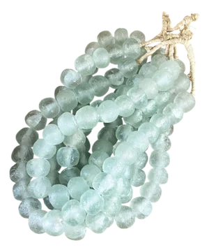 Vintage African Jumbo Glass Light Green Trading Beads Necklace One String
