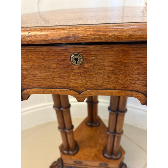 Antique Regency Pollard Oak Lamp Table with Lift Top and Carved Base, 1830s For Sale - Image 13 of 15