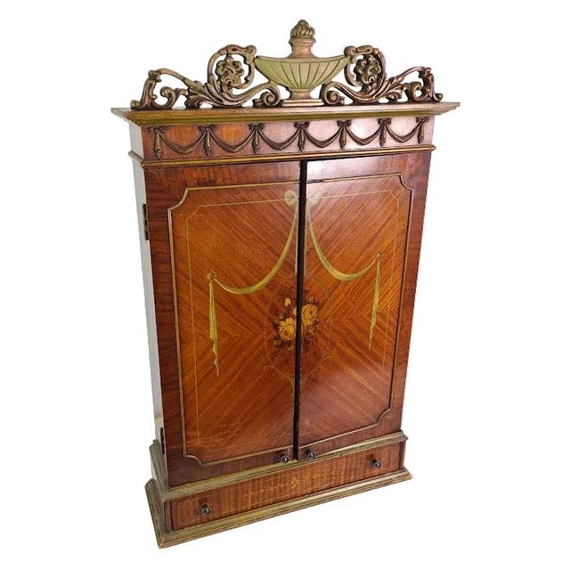 Antique Rosewood Marquetry Mirrored Wall Cabinet For Sale - Image 9 of 9