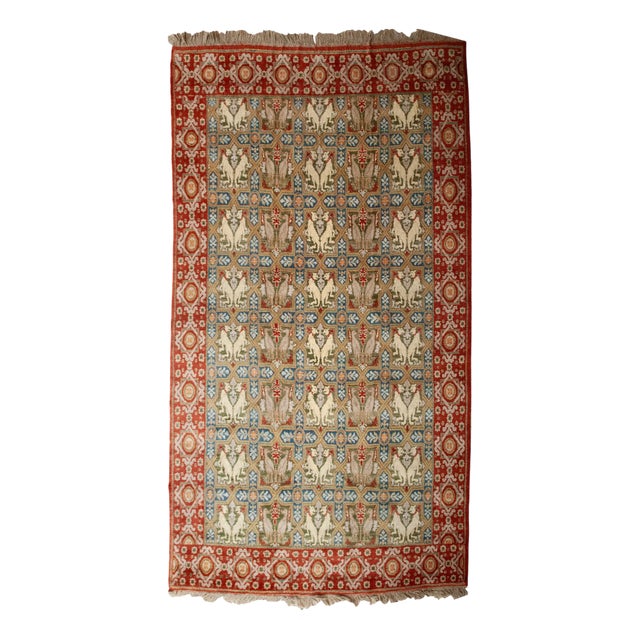 Spanish Hand-Knotted Wool Rug with Mythical Animals Motif, 1950s For Sale