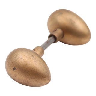 Pair of Vintage Bronze Egg Shaped Entry Door Knobs For Sale