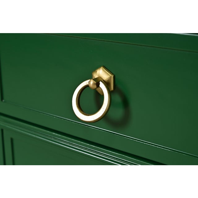 Wood Heritage French Regency Louis XVI Green Lacquered Dresser or Credenza, Newly Refinished For Sale - Image 7 of 13