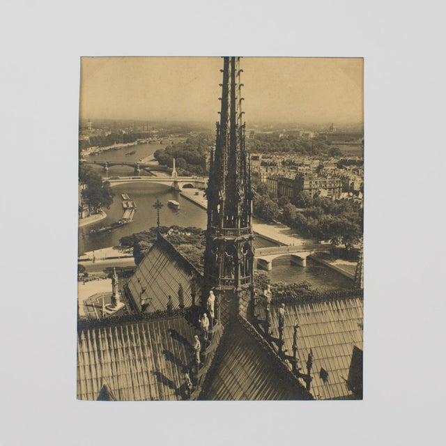 An original silver gelatin black and white photography postcard by Albert Monier, Paris. Notre Dame Cathedral circa 1950....
