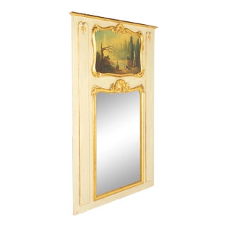 Victorian Mirror With Oil Painted Canvas Inset For Sale