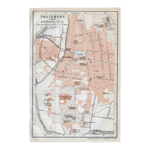 1910 Antique Map of Salisbury England