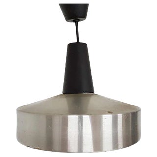 Small Dutch Silver and Black Pendant Lamp, 1950s For Sale