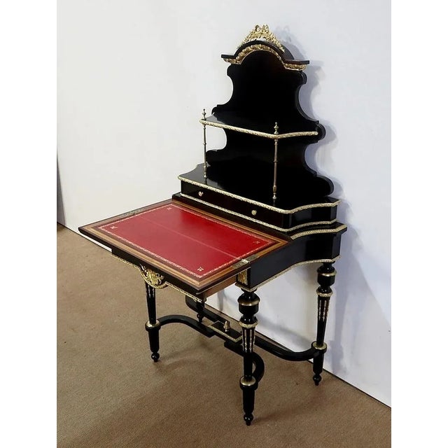 Small Napoleon III Mid 19th Century Black Wooden Desk For Sale - Image 3 of 18