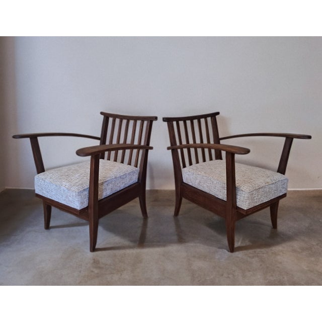 Uluv Oak Armchairs, Czech Mid-Century 1950s from Uluv Krásná Jizba, Set of 2 For Sale - Image 9 of 14