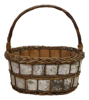 Vintage Woven Bark Country Farmhouse Harvest Gathering Basket 18"