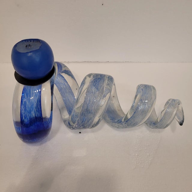 Blue Spiral Candleholders in Glass, France, 1980s, Set of 2 For Sale - Image 13 of 18
