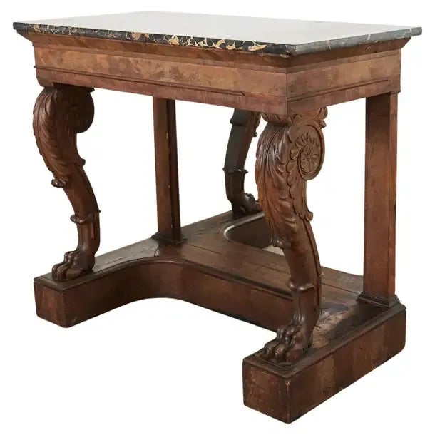 19th Century Charles X Style Mahogany Marble Top Console Table For Sale - Image 13 of 13