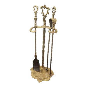Set of Luxurious Victorian Bronze Fire Place Tools