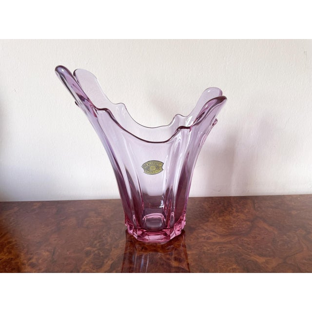 Large Asymmetrical Vase in Pink Crystal by Val Saint Lambert For Sale - Image 14 of 18