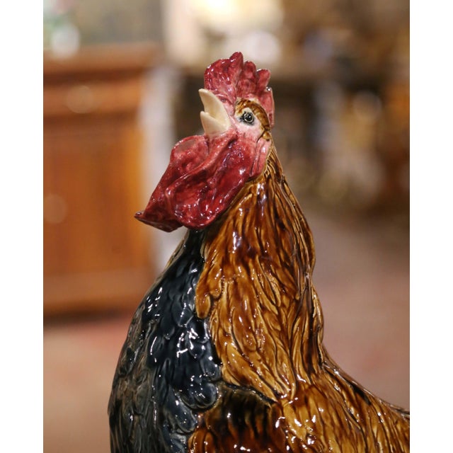 French 19th Century French Barbotine Rooster Vase by Louis Carrier-Belleuse For Sale - Image 3 of 14
