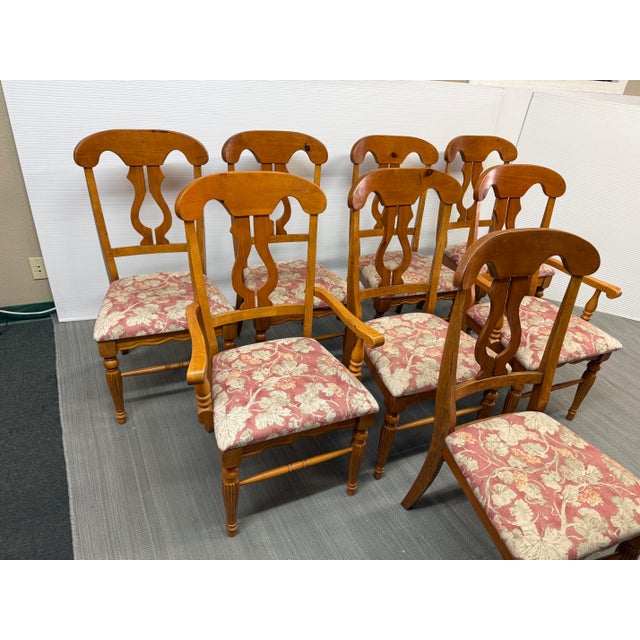 Fiddleback Splat Floral Dining Chairs, Set of Eight For Sale - Image 12 of 12