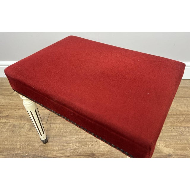 Vintage French Stool in Fabric For Sale - Image 9 of 11