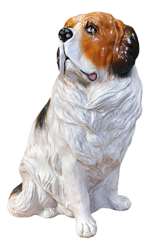 Vintage St Bernard Dog Sculpture in Glazed Terracotta, 1960s