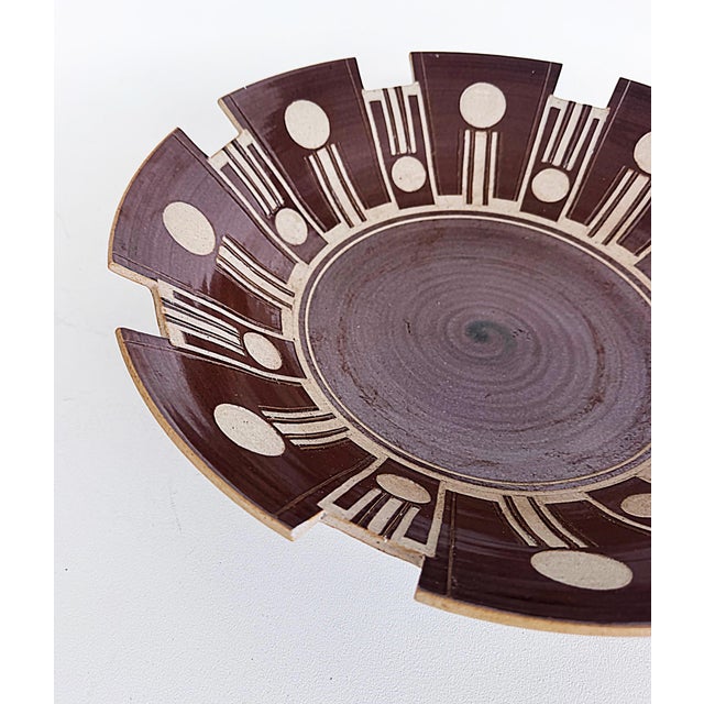 Late 20th Century Vintage Overscale Geometric Ceramic Centerpiece Bowl For Sale - Image 5 of 8