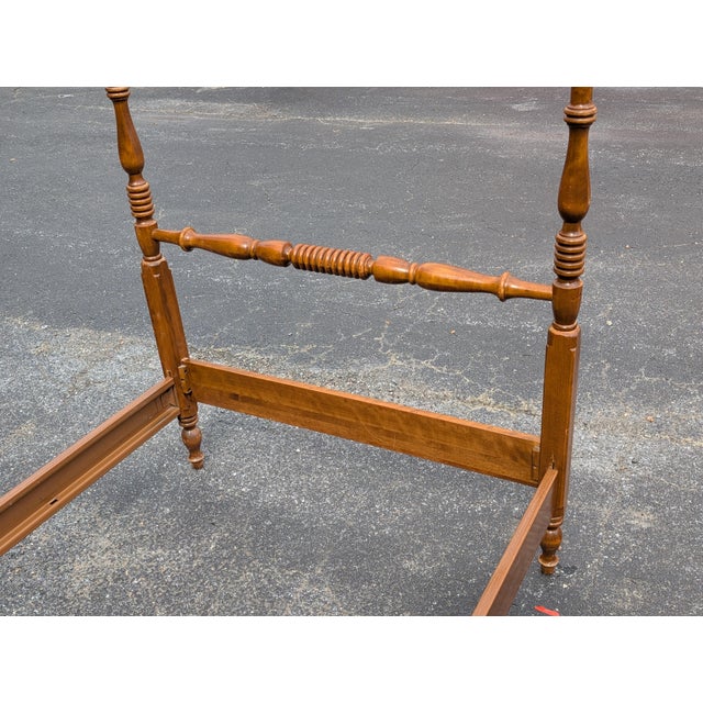 American Vintage Twin XL Ethan Allen Maple Wood Poster Bedframe For Sale - Image 3 of 11