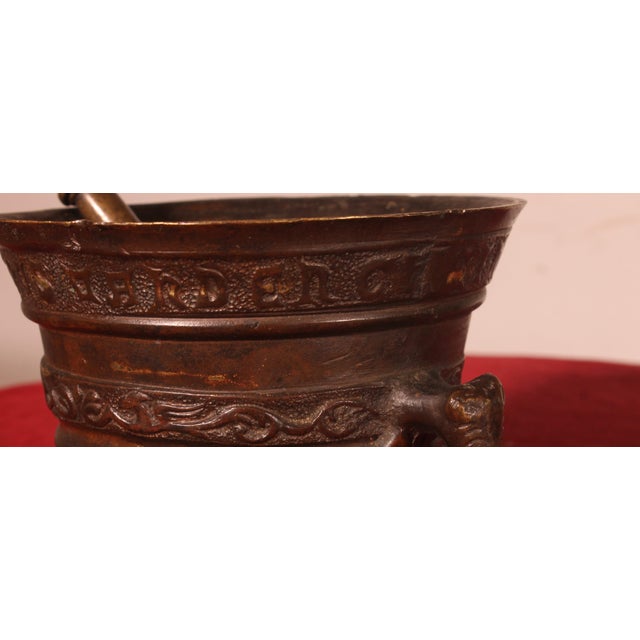 Antique Bronze Mortar, 1574 For Sale - Image 12 of 15