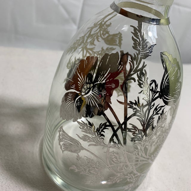Mid-Century Modern Vintage Silver City Glass "Flanders" Sterling Silver Overlay Decanter For Sale - Image 3 of 5