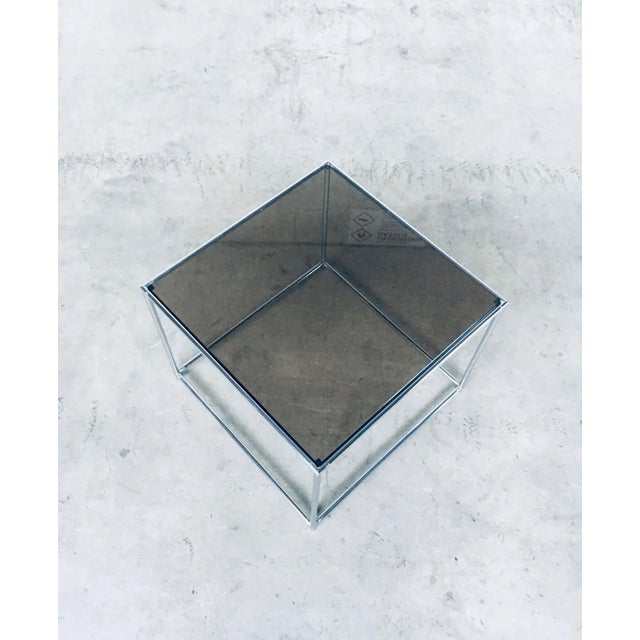 Sleek Design Metal & Fumé Glass Square Side Table, 1970s For Sale - Image 9 of 13