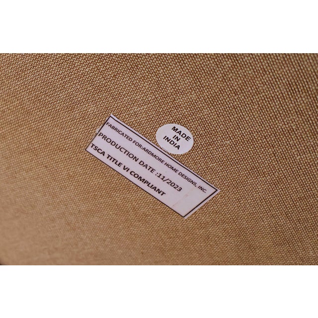 Metal Emerald Green Vellum Top Side Table With Sculptural Brass Base by Made Goods For Sale - Image 7 of 7