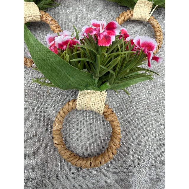 Boho Chic Pink White Flower Napkin Rings Set of 10 For Sale - Image 3 of 12