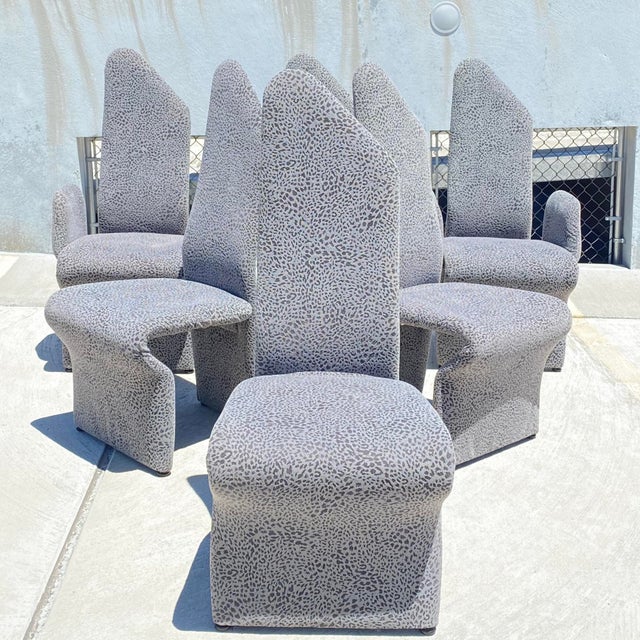 Rougier Postmodern Sculptural Dining Room Chairs In Grey Snow