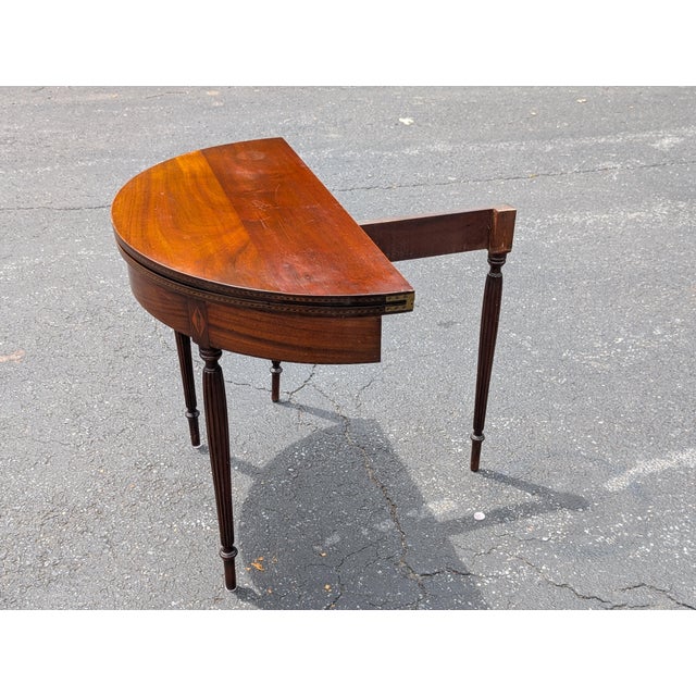 Late 19th Century Federal Style Demi-Lune Flip Top Card Table For Sale In Washington DC - Image 6 of 11