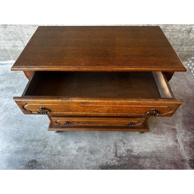 Brown Mid-Century Modern Oak Chest of Drawers with Four Drawers, 1950s For Sale - Image 8 of 18
