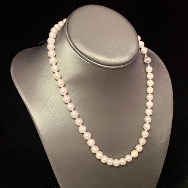 Akoya Pearl Necklace 14k Gold 18" 8 mm Certified For Sale In New York - Image 6 of 7