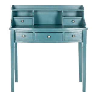 Five Drawer Writing Desk in Slate Teal For Sale