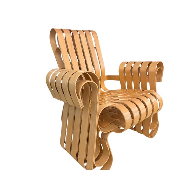 Vintage 1993 Frank Gehry for Knoll Power Play Woven Lounge Chair and Ottoman For Sale - Image 16 of 18