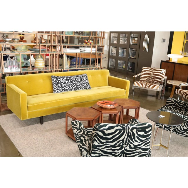 Gold Edward Wormley for Dunbar Bracket Back Sofa in Mohair For Sale - Image 8 of 8