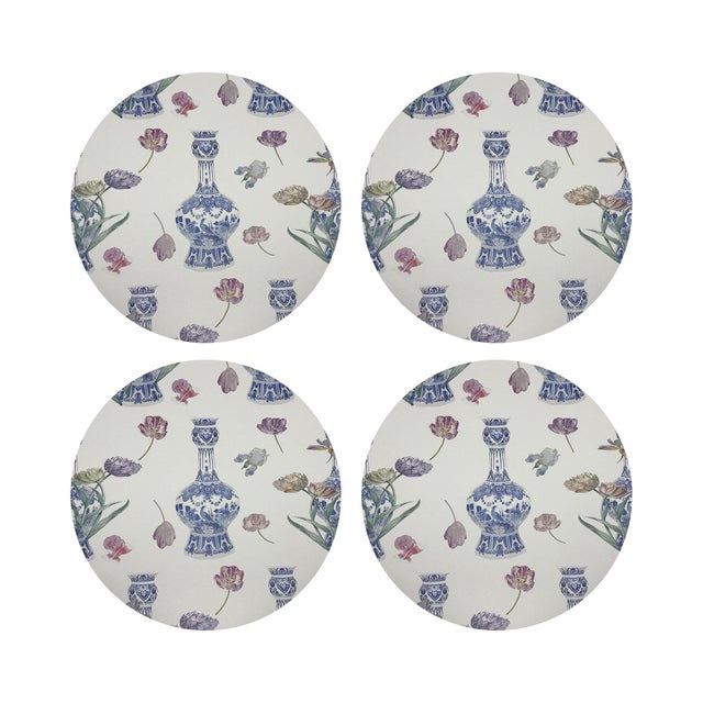 Royal Delft Purissima Vegan Leather Round Pebble Placemat, Set of 4 For Sale - Image 4 of 5