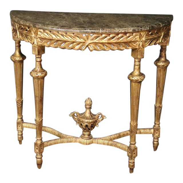 Gilt Louis XVI Style Marble Top Demilune Console Sofa Table Chairish