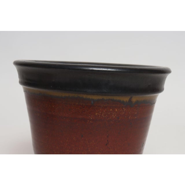 Red Metallic Slate and Matte Red Glaze Variegated Ceramic Planter by Deanna Nichols For Sale - Image 8 of 18