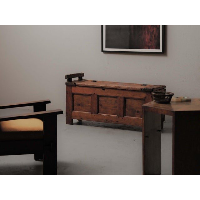 19th Century Mountain Folk Art Pine Storage Bench, France For Sale - Image 8 of 18