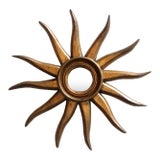 Vintage Giltwood Sunburst Soleil Convex Wall Mirror For Sale