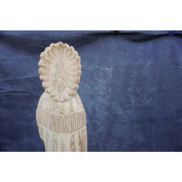 Mid 20th Century Monumental Hand-Carved Indian Chief Figure For Sale - Image 9 of 12