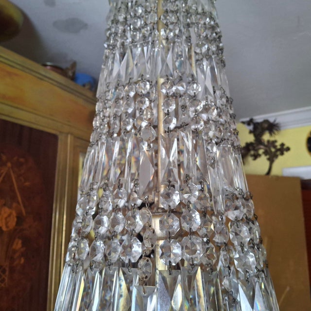 C1860 French Empire 4 Foot Cut Crystal Cascading Waterfall Palace Chandelier by Baccarat 12 Lights For Sale In Miami - Image 6 of 18