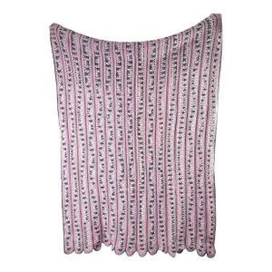 Pink Gray Afghan Lap Blanket Crocheted Pastel Spring Twin 84 X 52"