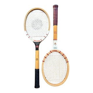 1970s Vintage Wooden Tennis Rackets, a Pair For Sale