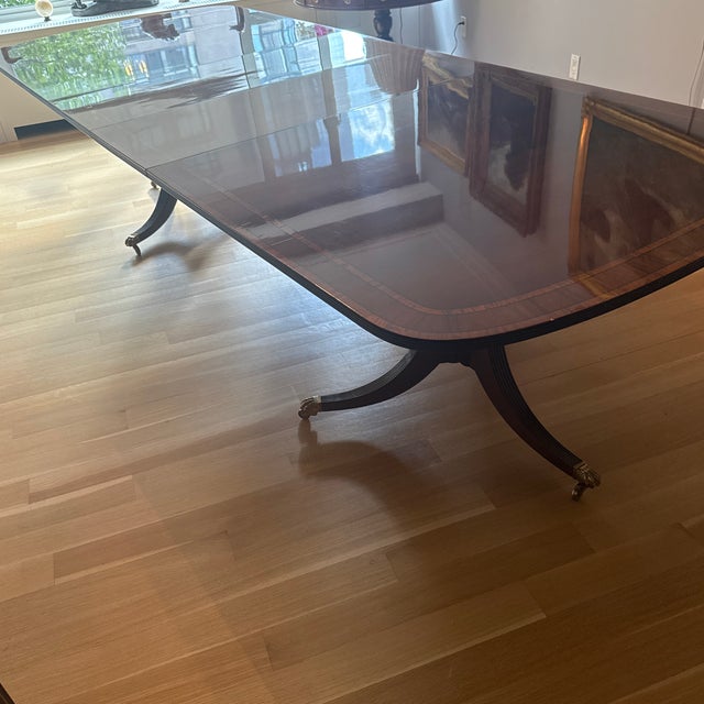 Brown Late 19th Century George || Style Mahogony Double-Pedestal Dining Table For Sale - Image 8 of 9