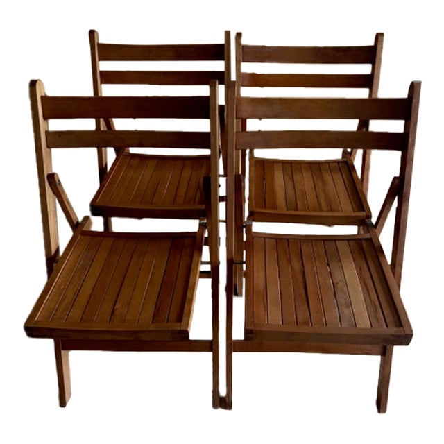Vintage Wood Folding Chairs, Made in Yugoslavia For Sale