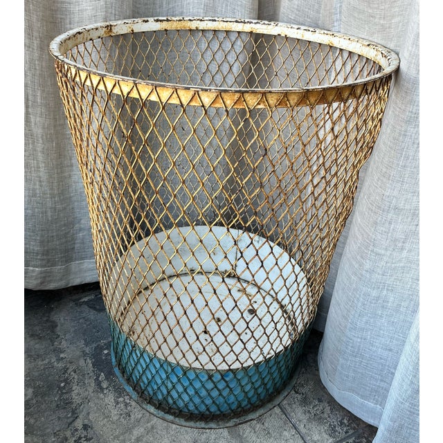 Industrial Vintage Mid 20th Century Metal Hamper For Sale - Image 3 of 7